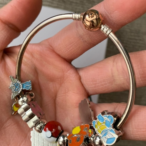 Pandora Rose Gold Clasp Bangle Bracelet w/ New 9 Pokemon Themed Charms - Picture 10 of 12